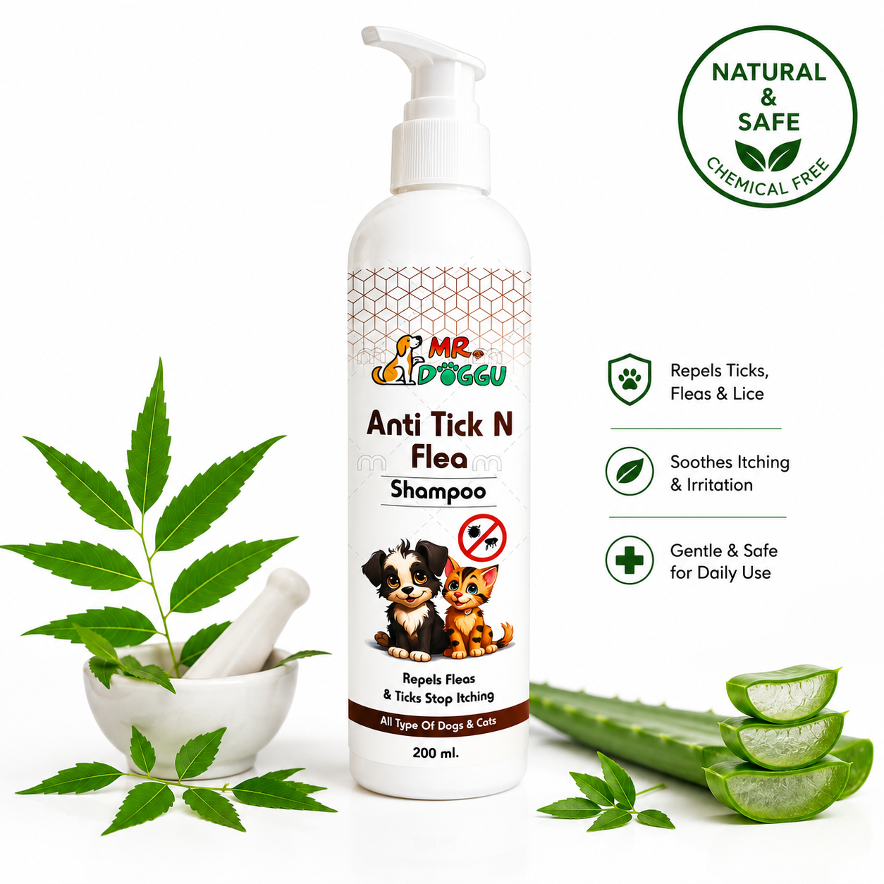 Anti-Tick & Flea Dog Shampoo – Soothing, Natural Formula (200ml)