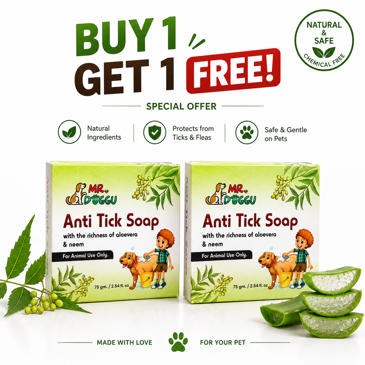 Natural Tick Repellent Soap for Dogs – Lemongrass & Tea Tree (Chemical-Free)