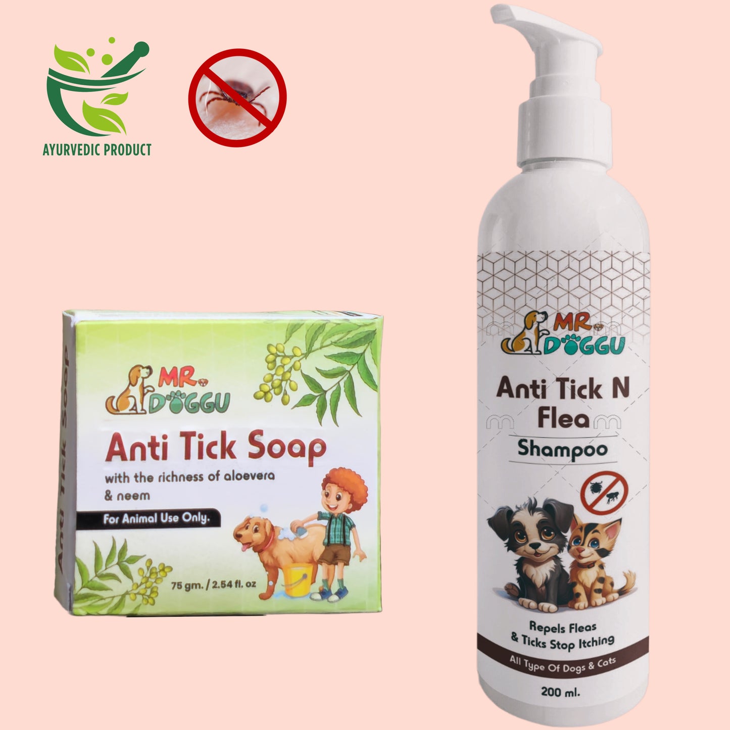 MrDoggu Anti-Ticks Combo: Shampoo & Soap for Dogs