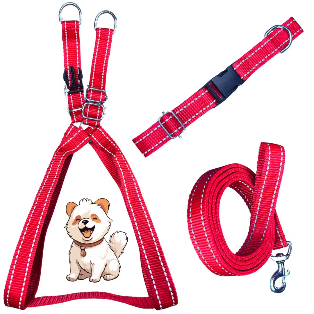 Dog Reflective Harness Collar Leash Set | Combo Pack - Mrdoggu