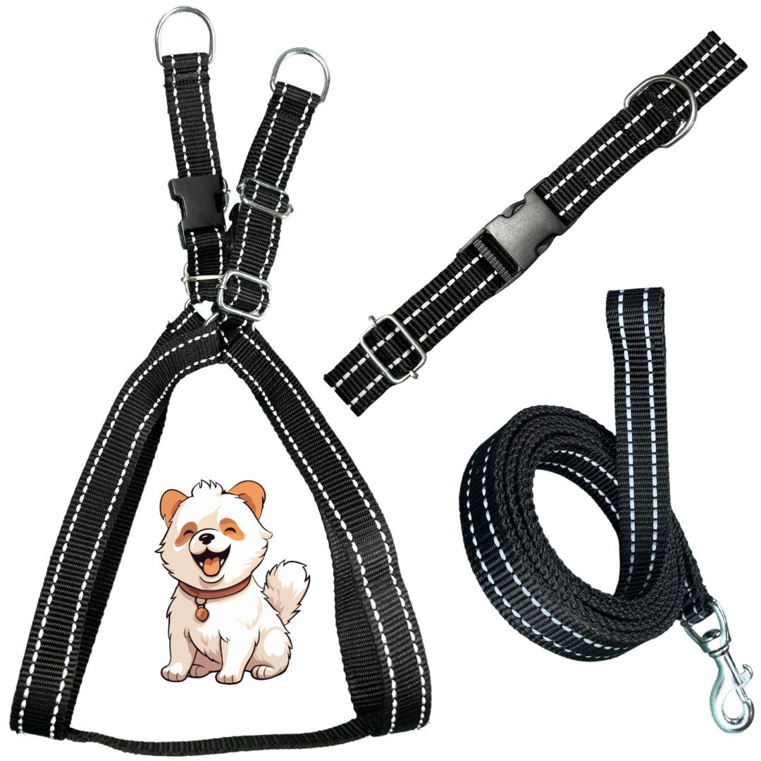 Dog Reflective Harness Collar Leash Set | Combo Pack - Mrdoggu