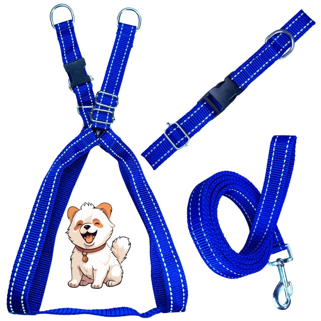 Dog Reflective Harness Collar Leash Set | Combo Pack - Mrdoggu
