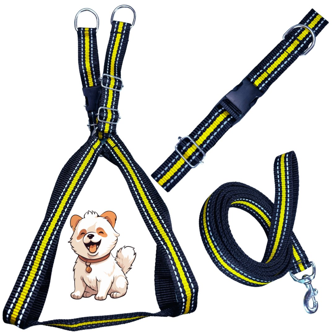 Dog Reflective Harness Collar Leash Set | Combo Pack - Mrdoggu