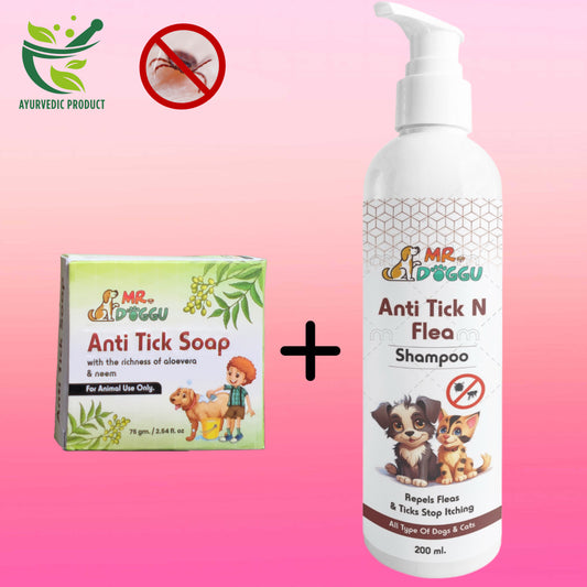 MrDoggu Anti-Ticks Combo: Shampoo & Soap for Dogs