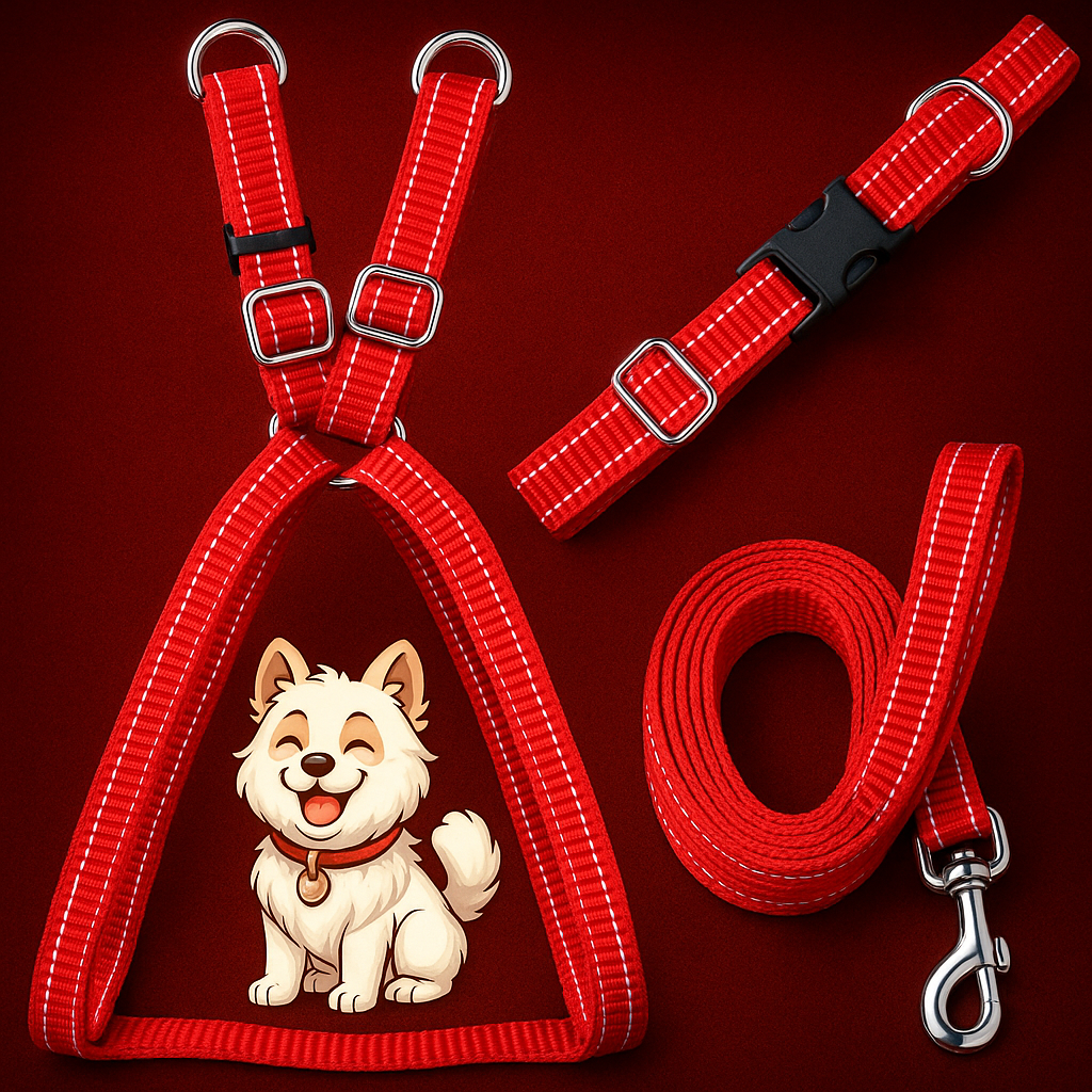 Dog Reflective Harness Collar Leash Set | Combo Pack