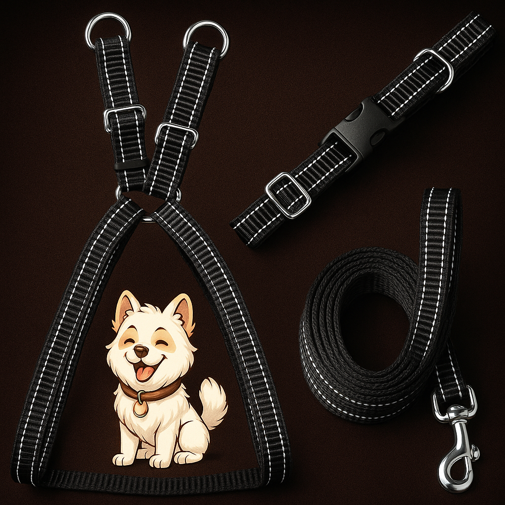 Dog Reflective Harness Collar Leash Set | Combo Pack