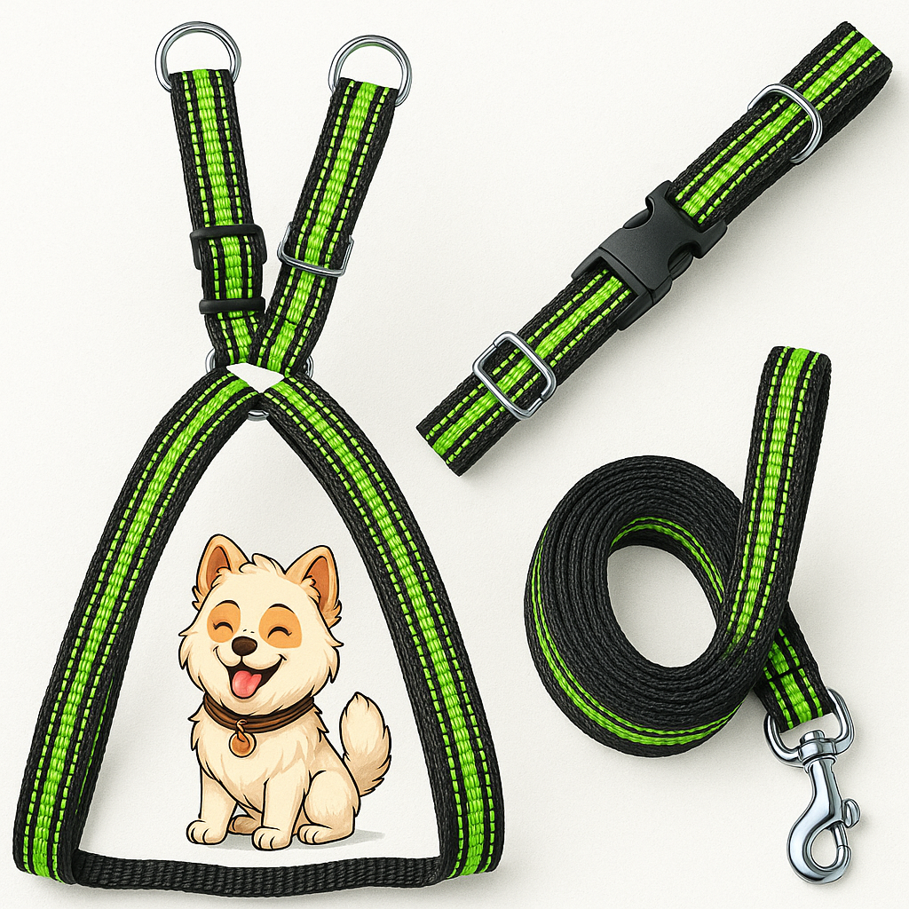 Dog Reflective Harness Collar Leash Set | Combo Pack