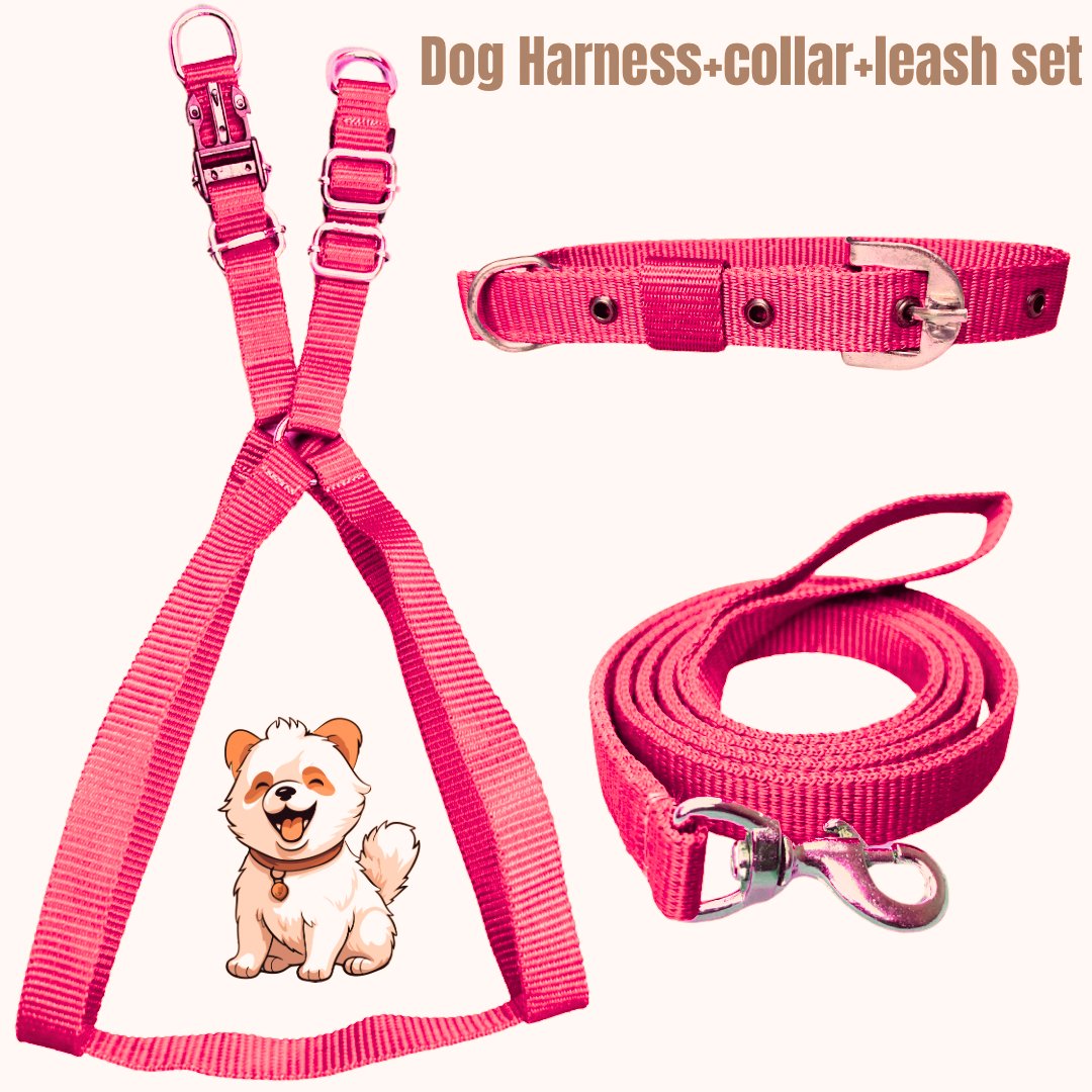 Dog harness collar leash set(size - M) - Mrdoggu