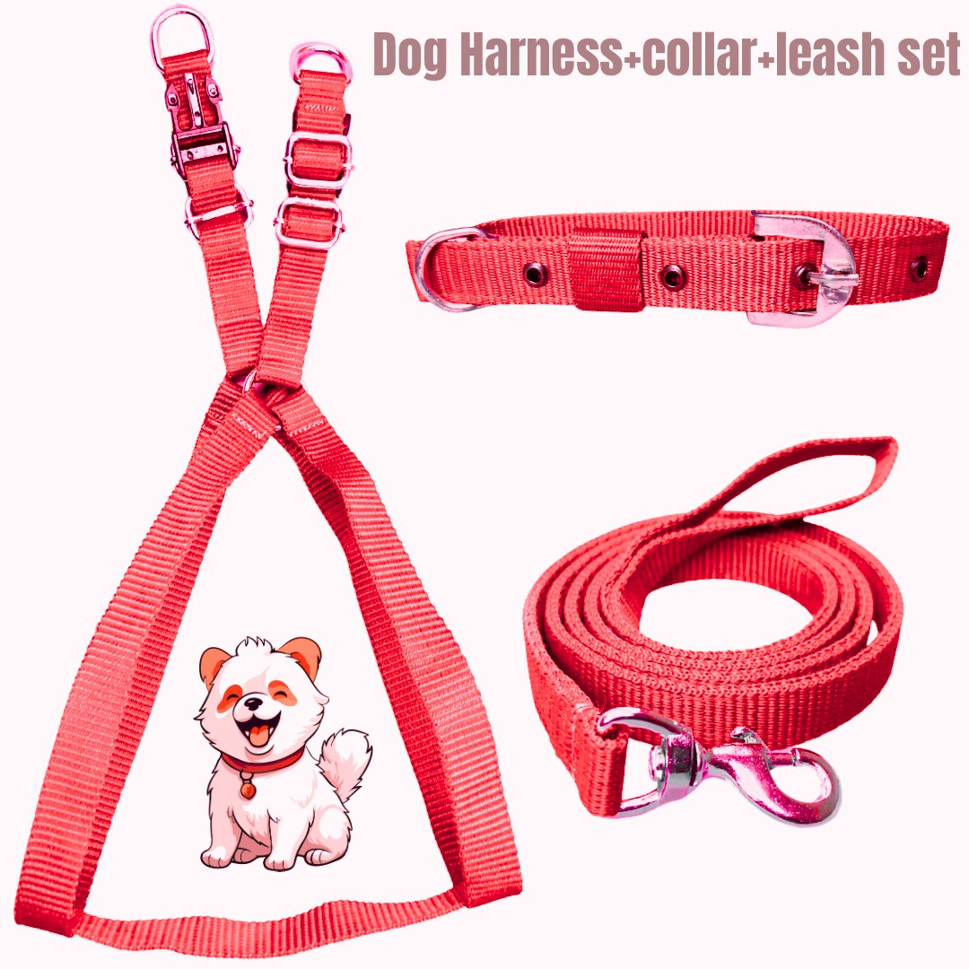 Dog harness collar leash set(size - M) - Mrdoggu